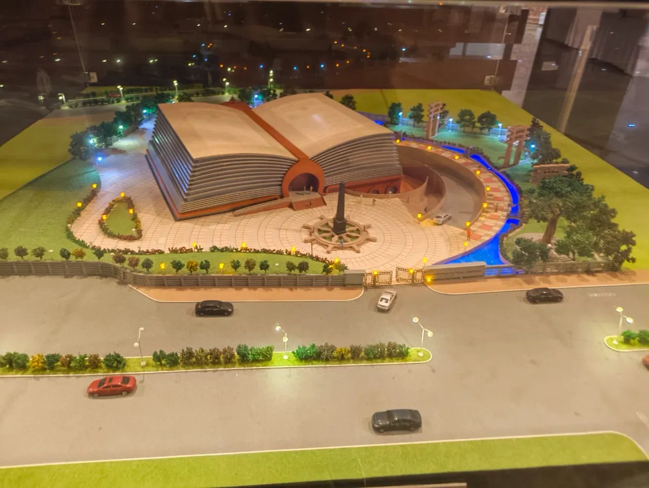Miniature architectural model of the venue