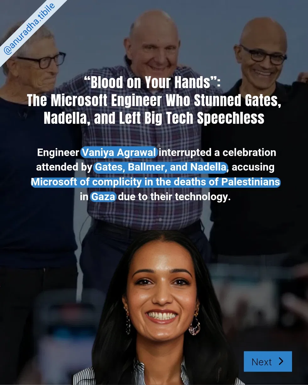 Tweet on the Vaniya Agrawal Microsoft resignation